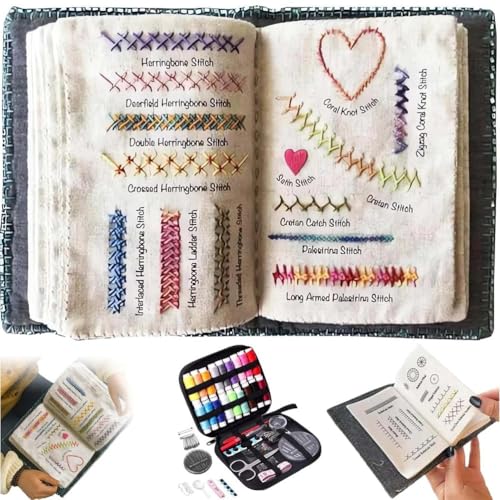 Kit livre broderie et couture avec 106 motifs d'exercices guidés