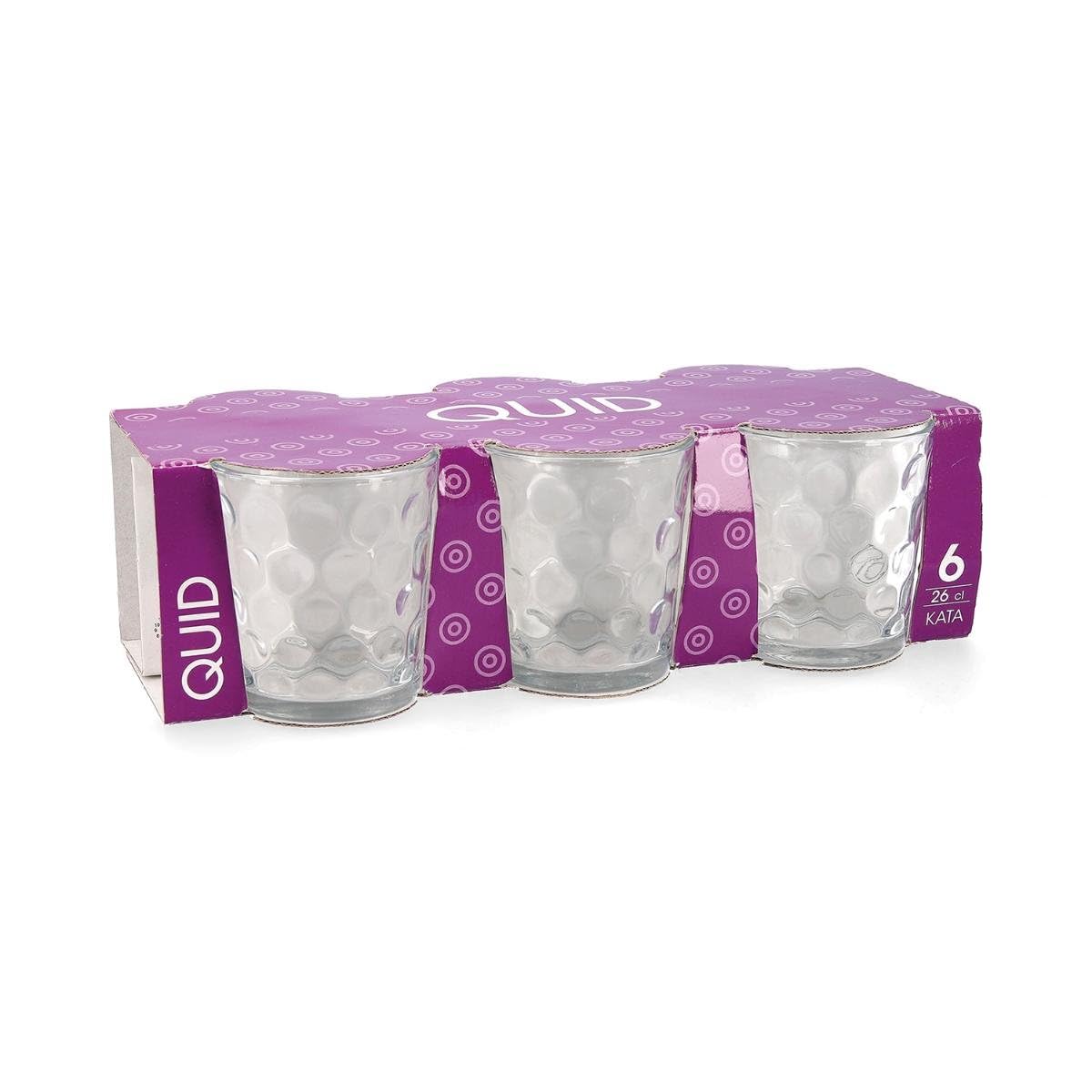 Quid Kata - Set 6 vasos forma baja 26cl, Aptos para lavavajillas, vidrio, 6 Unidad (Paquete de 1)