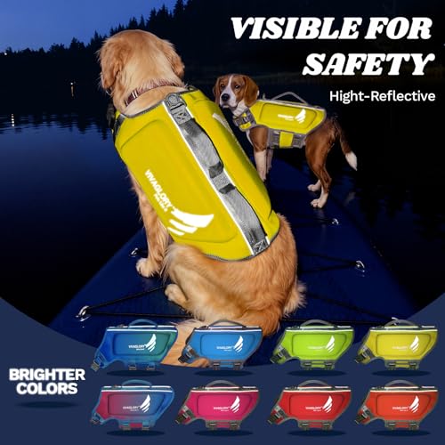 VIVAGLORY High Buoyancy Schwimmweste Hund, Rettungsweste, Hundeschwimmweste für Bootfahren, Schwimmhilfe & Auftrieb, S, Gelb