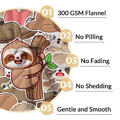 Mercuryelf Sloth Throw Blanket - Soft, Fuzzy & Warm - 50x60 Inches Flannel Blankets for Living Room, Sofa - Brown Novelty Throws Gift for Teens