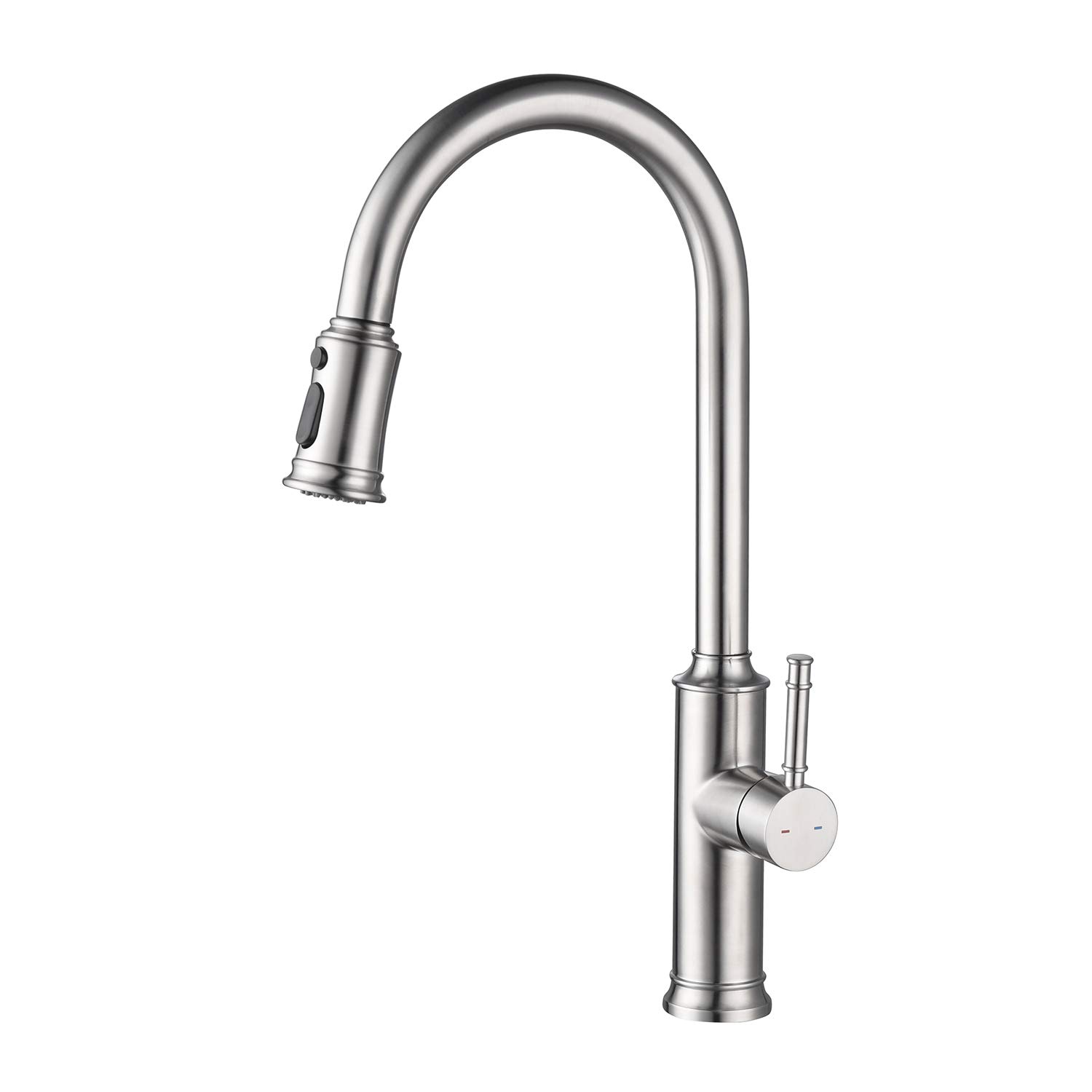 Kitchen Faucet with Pull Down Sprayer Brushed Nickel,Single Handle Sink Faucet, Commercial Modern rv Stainless Steel Faucets