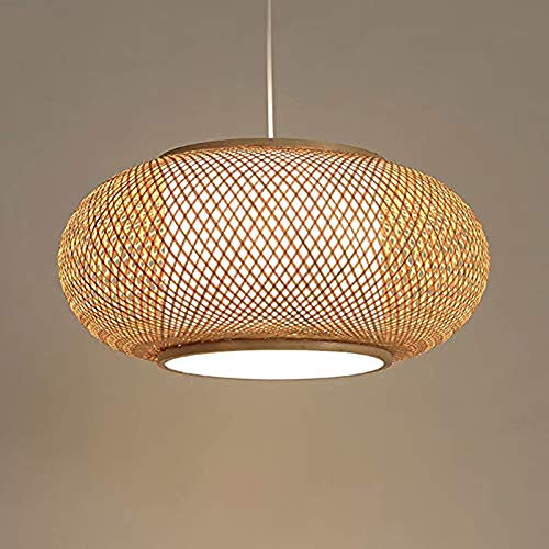 NSZHDY Rotin de rotin en Osier Bambou Lustre Pendaison de crémaillère Cadeau Pendentif rétro Abat-Jour Plafond Lampe Restaurant Salon café Lustre Abat-Jour E27