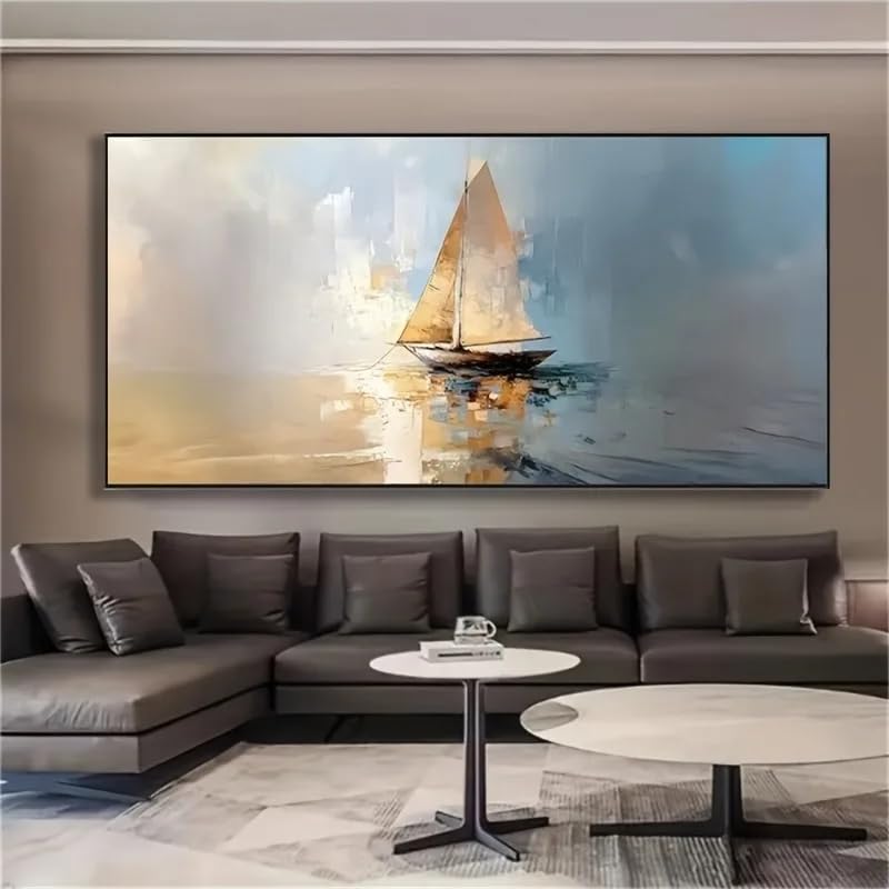 Cuadro de velero gran formato 70x140 cm de arte plano náutico exclusivo