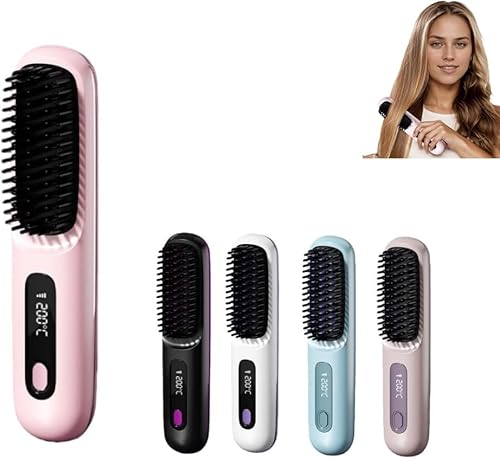 Brosse Cocoony pour Cheveux Courts Brosse, Lissante Rechargeable Portable, Un Volume Coiffe en 2 Minutes (Rose)