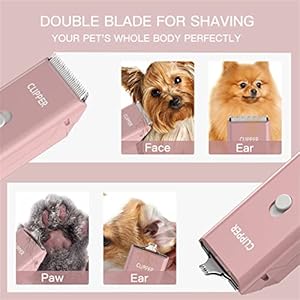 2-in-1 Professional Dog Grooming Kit – Low Noise, Waterproof, USB Rechargeable, and Safe Ceramic Blade – Gift for Dogs and Cats (Pink)