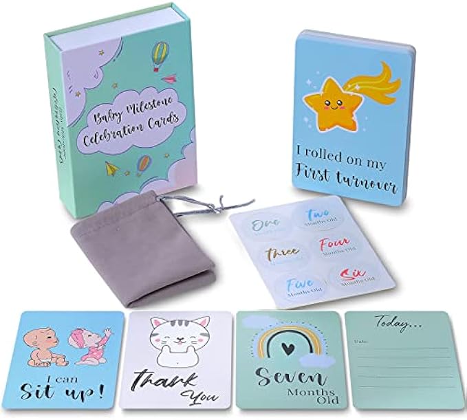 49 Pcs Milestone Moments Baby Memory Cards for Baby Boy or Girl,Record Pregnancy Life and Celebrate Special Milestone Moments for Baby's First Behavior,Baby Shower Gifts Cards
