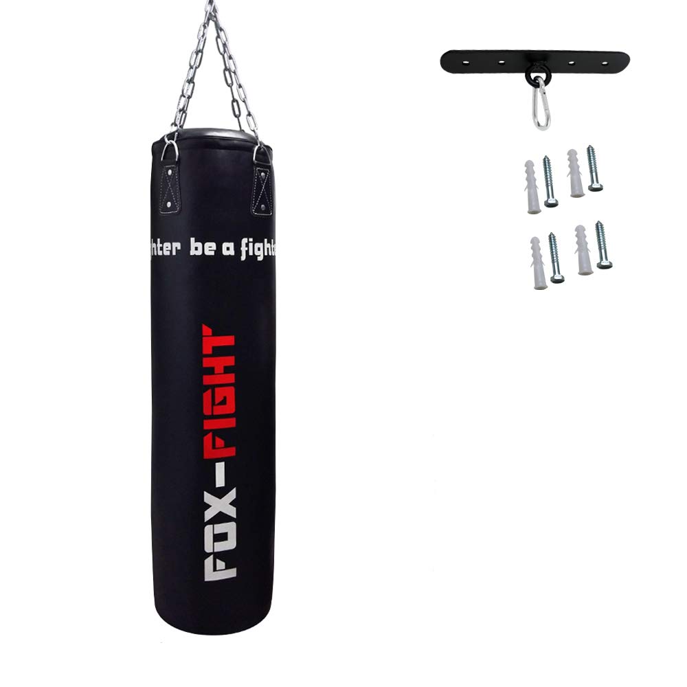 Fox-Fight, sacco da boxe vuoto con catena in acciaio con supporto a soffitto, per kickboxing, arti marziali, Muay Thai Boxe