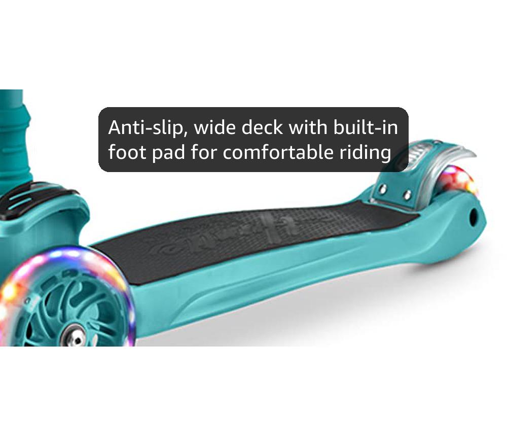 Hurtle 3-Wheeled Scooter for Kids - Wheel LED Lights, Adjustable Lean-to-Steer Handlebar, and Foldable Seat - Sit or Stand Ride with Brake for Boys and Girls Ages 1-14 Years Old