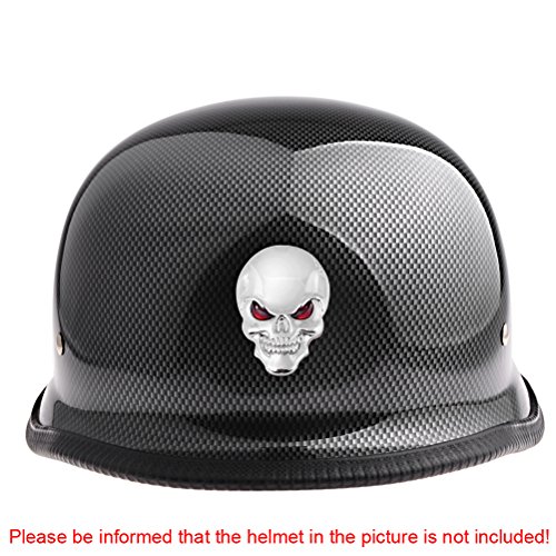 2X Chrome Bone Red Eyes 3D Metal Skull Emblem Sticker Decal Front Rear Roof For Chevrolet Dodge Ford Jeep Honda Toyota Vehicle #TOP4