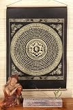 GURU SHOP Buddhistischer Wandbehang aus Loktapapier, Tibetischer Buddhismus Dekoration - OM Mantra Mandala/gold, 70x47 cm