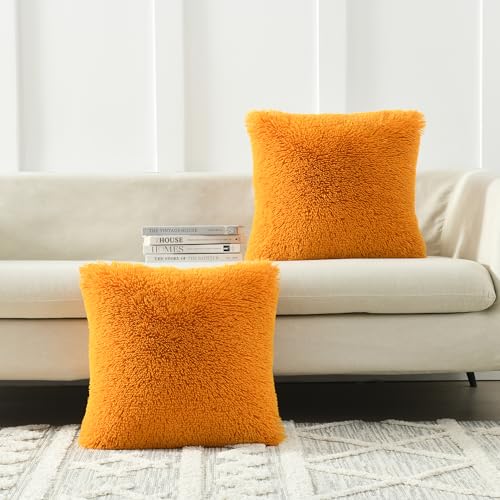 Image of Faux Fur Throw Pillow Covers for Couch Decorative Pillows 22x22 Inches