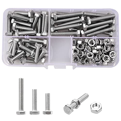Juego de 120 tornillos hexagonales M5 y tuercas de tornillo de máquina, kit surtido de tornillos hexagonales de acero inoxidable 304 (16 mm, 20 mm, 30 mm) Cover