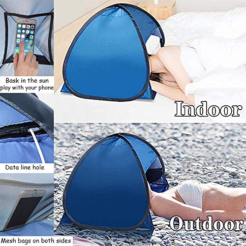 Beach Sun Shelters,Instant Sun Shade Canopy Head PopUp Canopy Automatic Shade Tent for Camping Hiking Picnic Portable Sun Shelter Windproof Waterproof with Mobile Phone Stand image 6