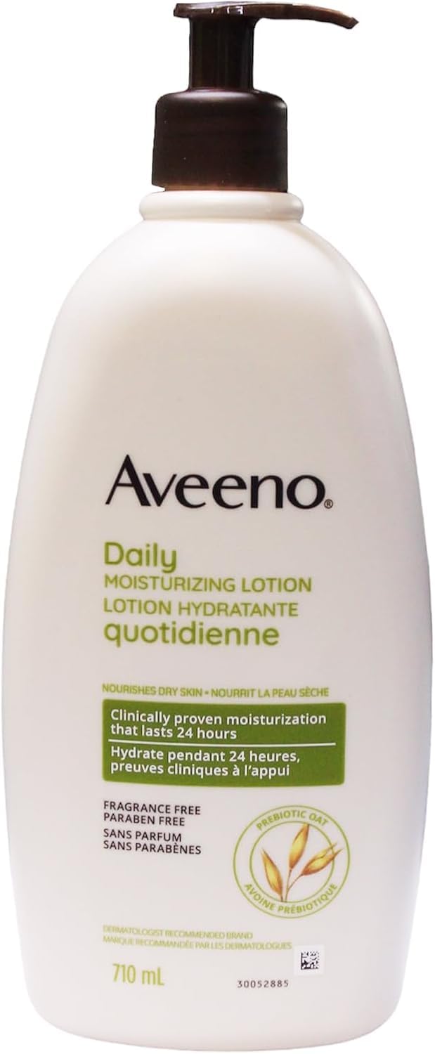 Aveeno Daily Moisturizing Lotion 710ml for Normal to Dry Skin | 24 Hour Moisturization, Fragrance Free, Paraben Free Formula, Prebiotic Oat Enriched-image-8