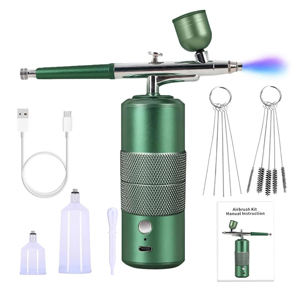 NEWFUN Aerografo con Compressore Portatile Senza Fili - Kit per Unghie, Pasticceria, Trucco, Decorazione Torte, Disegni da Colorare, Nail Art, Tatuaggio