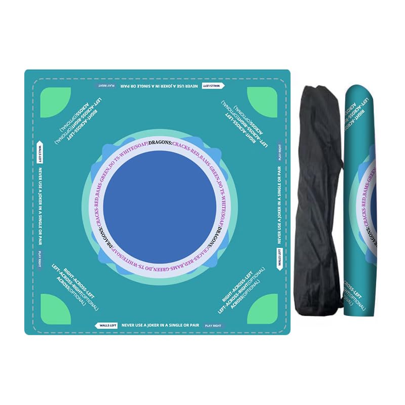 ishenkea Mahjong Learning Mat(33"X33")，Neoprene Mahjong Mat for Table，Non-Slip, Noise-Reducing Mahjong Table Mat for American (Green)