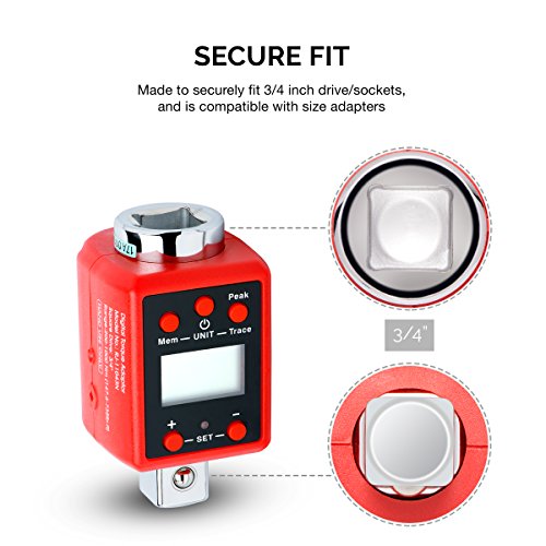 Image of NEIKO 20743A 3 /4-Inch Digital Torque Adapter, 150-750 ft-lb Range, Torque Wrench Converter with Audible Alert, Calibrates Digital and Analog Torque Wrenches
