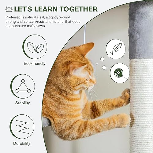 Árbol para gatos multi-niveles grande 68 pulgadas gris miniatura 5