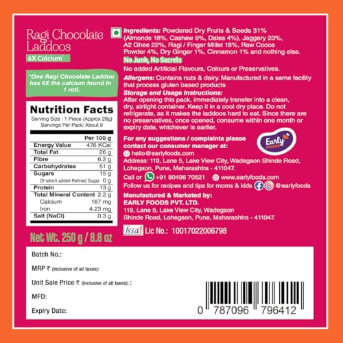Image of Early Foods Assorted Pack of 2: A2 Ghee Ragi Chocolate & Gond Laddu with Jaggery | Gond Ke Laddu | Pregnancy Laddoo | postpartum ladoo | Sugar Free