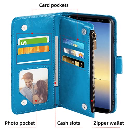 Étui Note 8 anti-rayure bleu pour protéger écran et ranger cartes