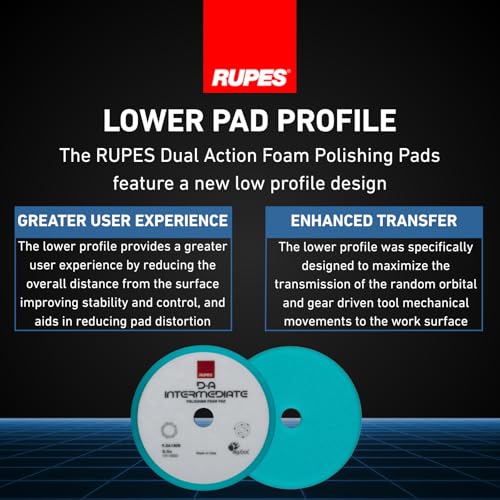 Image of RUPES 9.DA180B Pack of 12 Light Blue D-A Intermediate Foam Polishing Pads 180mm | Ideal for Paint Correction | Compatible with 6 inch Backing Plate | Improves Cutting and Finishing Performance