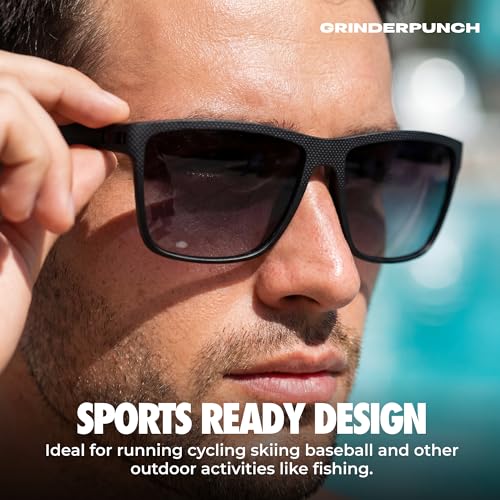 Image of grinderPUNCH Polarized Sunglasses for Men and Women Lightweight TR90 Frame UV400 Protection Square Sun Glasses