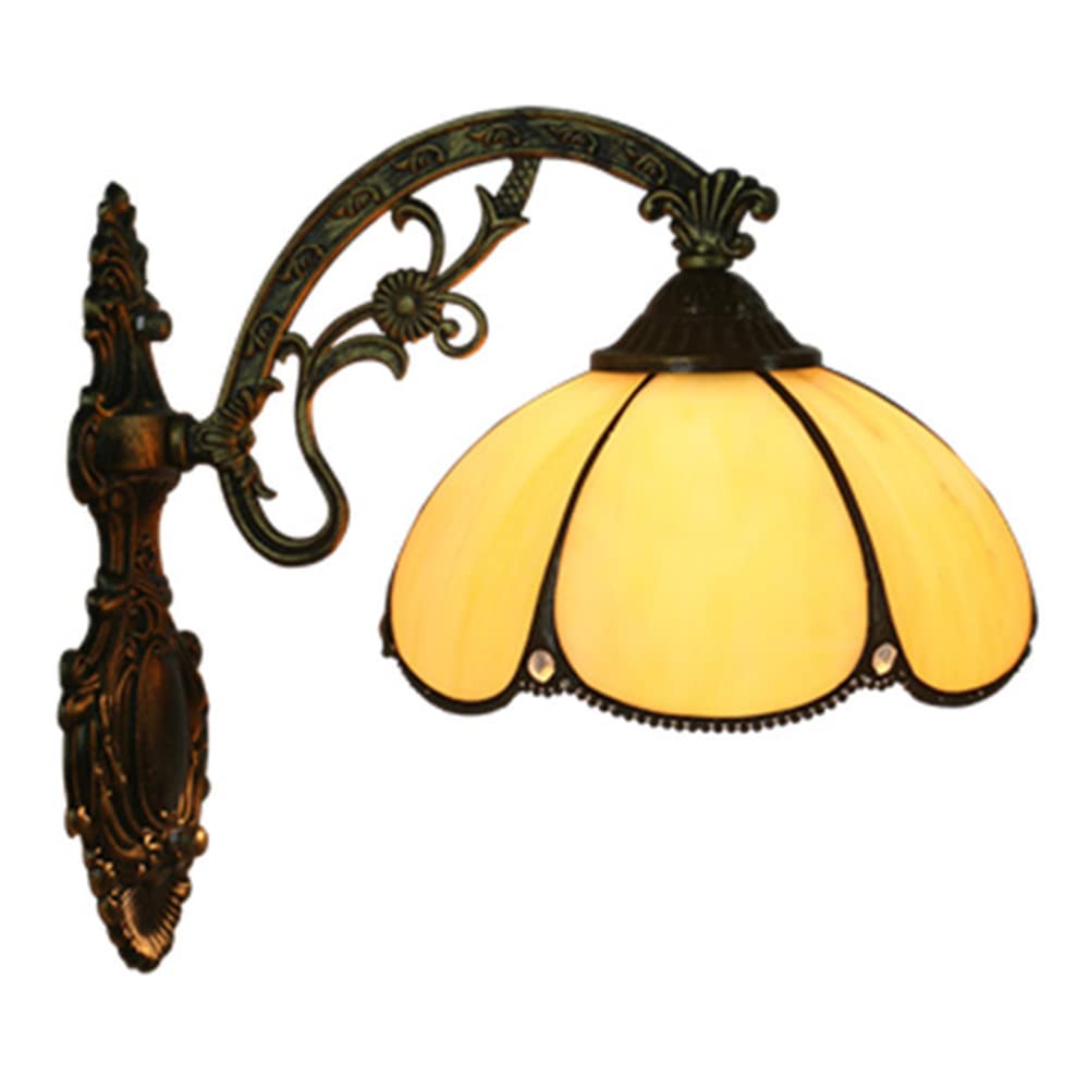 Lampada da Parete in Stile Tiffany, Larga 20,3 cm, con Vetro ambrato, Stile retrò, Decorativa, con Attacco E27, Ideale per Soggiorno, Camera da Letto e Sala da Pranzo.