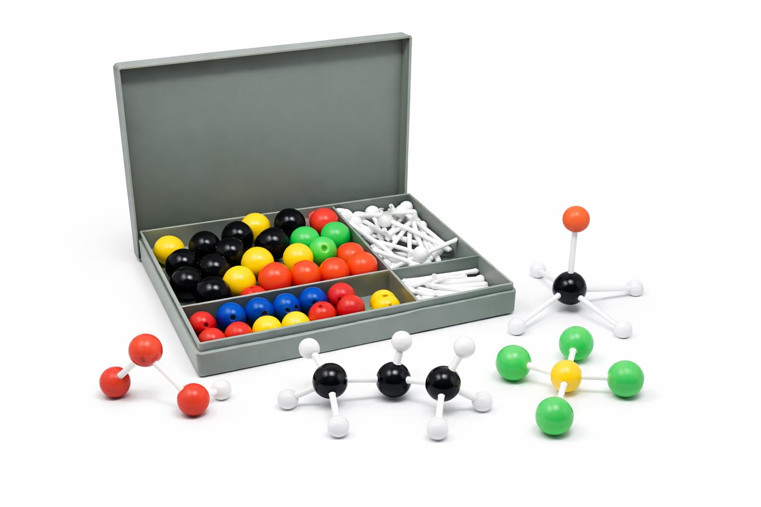 Molecular Model Kit (Junior) | Ball & Stick Atom Model Set for Chemistry Learning | 112 Pieces (75 Balls + 37 Connectors) with Storage Box-image-25