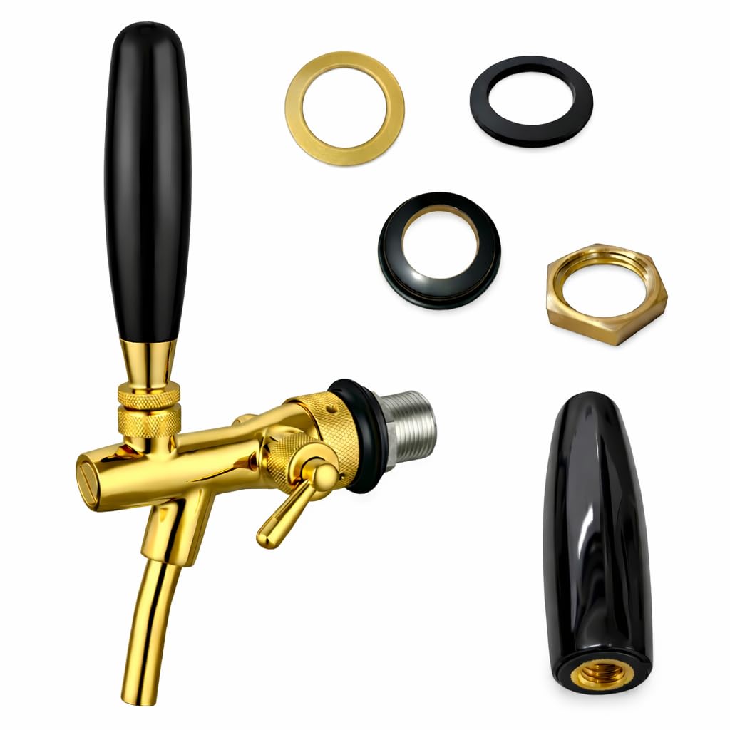 Kompensator Schankhahn mit Schaumtaste 35mm Gewinde Gold