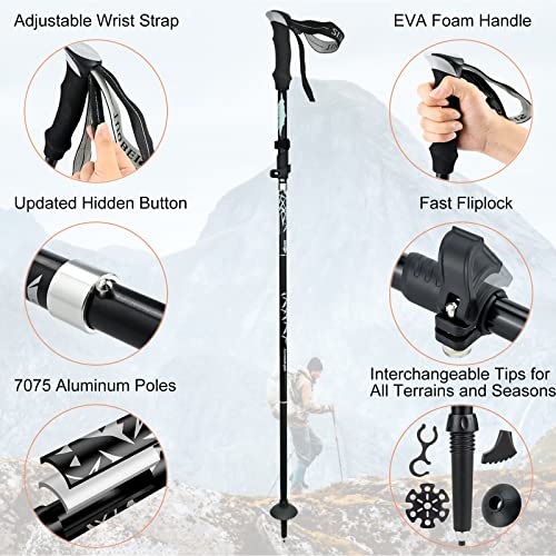 2 Stück Wanderstöcke Faltbar, Nordic Walking Stöcke Verstellbar 110-130cm Trekkingstöcke...