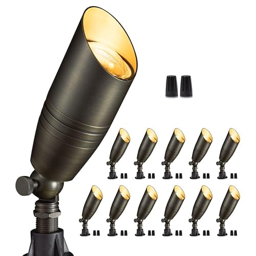 Gardenreet Low Voltage Spotlight Brass, 12V AC/DC LED Outdoor Landscape Lighting Wired, IP65 Waterproof, Bronze UpLight Yard Lights for Garden, Patio, Wall, Tree, Lawn Without MR16 Bulb(12 Pack) Gardenreet Low Voltage Spotlight Brass, 12V AC/DC LED Outdoor Landscape Lighting Wired, IP65 Waterproof, Bronze UpLight Yard Lights for Garden, Patio, Wall, Tree, Lawn Without MR16 Bulb(12 Pack)