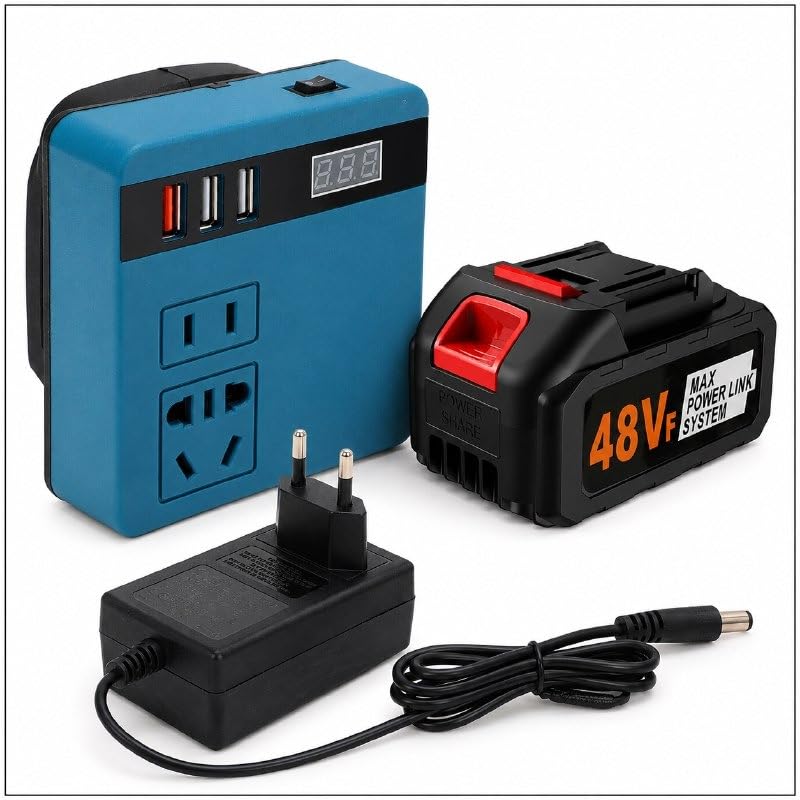 120W Power Inverter Portable Inverter for Outdoor Lithium Battery Converter Portable DC to AC Inverter with Dual USB, LED Display & AC Outlet for Charging Electronic – Battery Included-image-25
