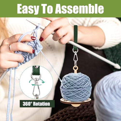 Image of Fettrey Portable Wrist Yarn Holder with Leather Strap,Yarn Storage Spinner | Knitting and Crocheting Craft Tool for Crochet Trave