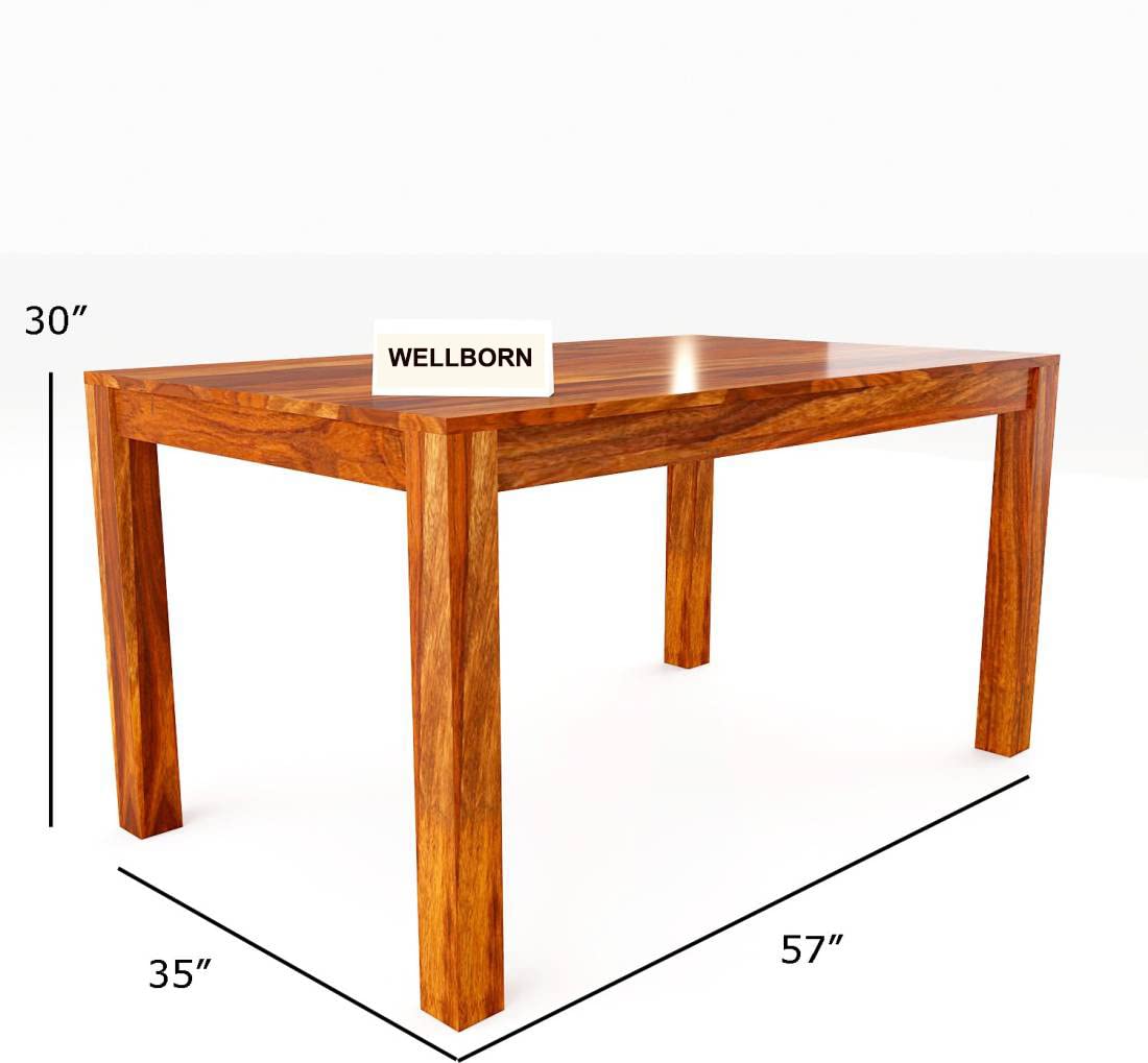 WELLBORN Solid Sheesham Wood 6 Seater Dining Table with 6 Chair Dining Set for Living Room Dining Set | Hotel Restaurants Dining Set | Finish - Walnut (Honey) 1