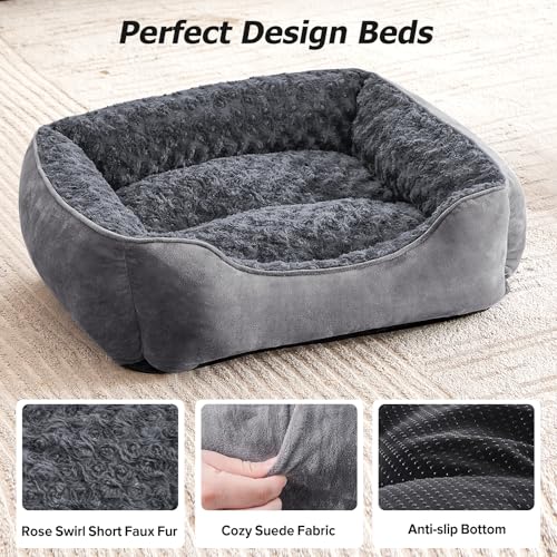 JOEJOY Dog Bed Medium - Washable Rectangle Dog Beds, Anti-Anxiety, Soft Plush Non-Slip Bottom Pet Bed - Small | Medium | Large Size Mattress Mat, Grey - Image 4