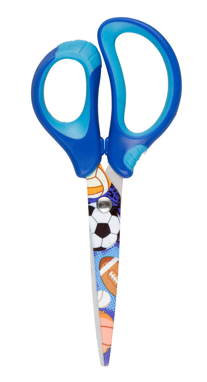 Idena 14028 - Forbici morbide con motivo a palline, blu, 1 pz.