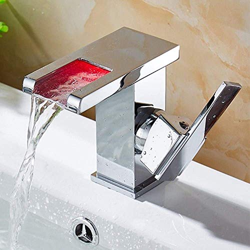 Mitigeur salle de bain cascade LED robinet lavabo baignoire eau chaude froide