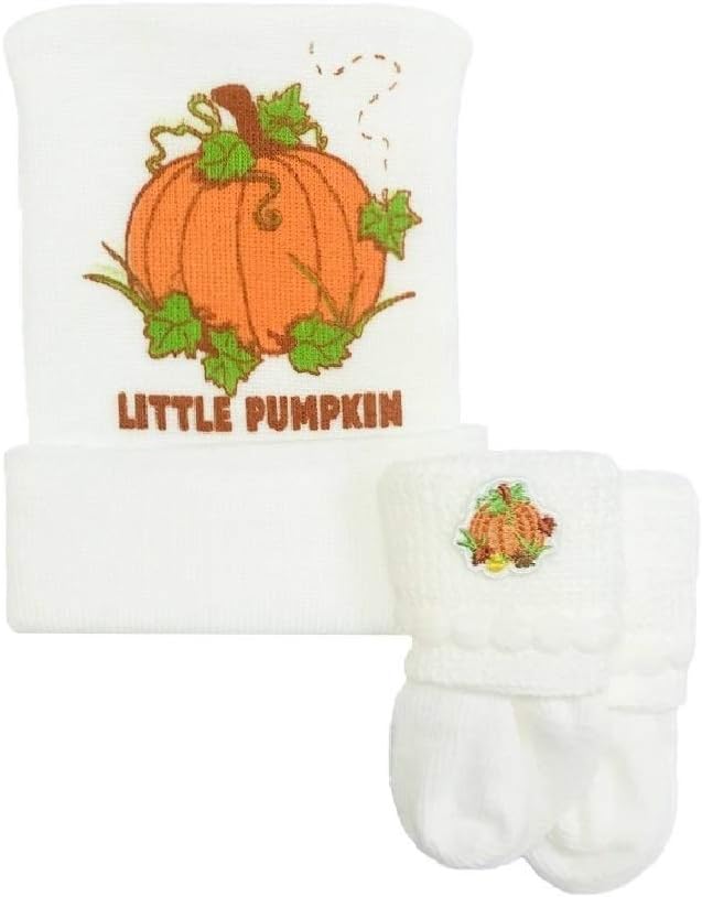 Little Pumpkin Newborn Baby Hospital Hat & Sock Set by Nurses Choice