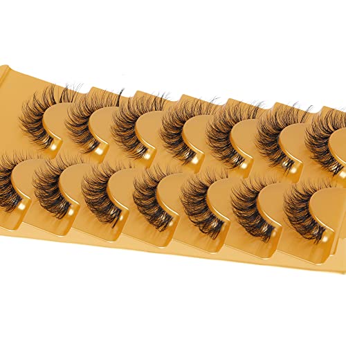 Natural Lashes Wispy False Eyelashes Natural Mink Lashes D Curl Faux Mink Eyelashes Fluffy Volume Cat Eye Lashes 7 Pairs By Eefofnn #TOP4