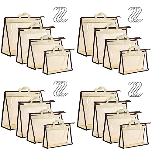 16 Pack Clear Handbag Storage Organizer and 16 Stainless Steel