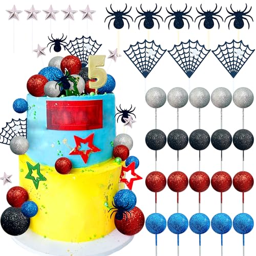 JeVenis Superhero Birthday Cake Decoration Superhero Party Favors Cupcake Cake Decoration Spider Cake Decorations Spider Birthday Party
