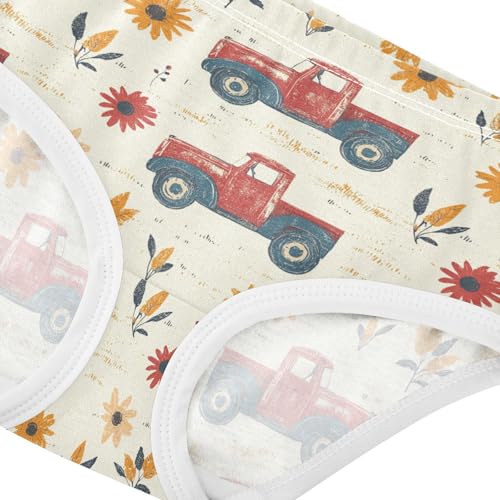 ZZKKO Vintage Truck Flower Girls Underwear Toddler Panties for Girls Comfort Brief Size 2-8T3
