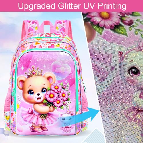 Image of WZLVO 3PCS Kids Backpack for Girls, Unicorn Dinosaur Animal Prechool Elementary Kindergarten School Bookbag with Lunch Box
