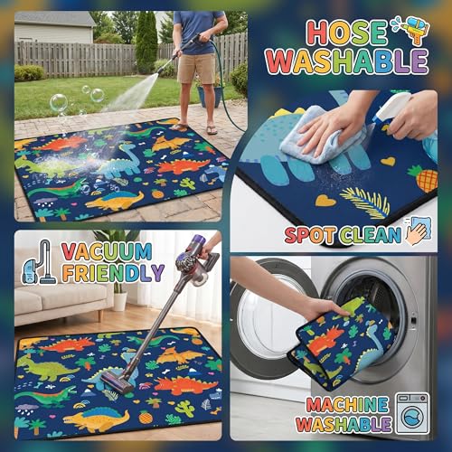 Tapete decorativo infantil con dinosaurios azul 2x3 ft miniatura 5