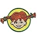 Pippi Langstrumpf © Kopf Zopf - Aufnäher, Bügelbild, Aufbügler, Applikationen, Patches, Flicken, zum aufbügeln, Größe: 8 x 5,4 cm