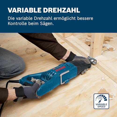 Foto von Bosch Professional Säbelsäge GSA 1100 E (Leistung 1100 Watt, inkl. 1x Säbelsägeblatt S 2345 X für Holz, 1x Säbelsägeblatt S 123xF für Metall, Handwerkoffer)