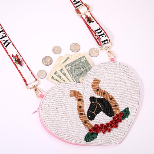 Derby Purse for Women Beaded Horseshoe Rose Crossbody Purse Shoulder Bag Horse Race Day Derby Outfits Gifts2