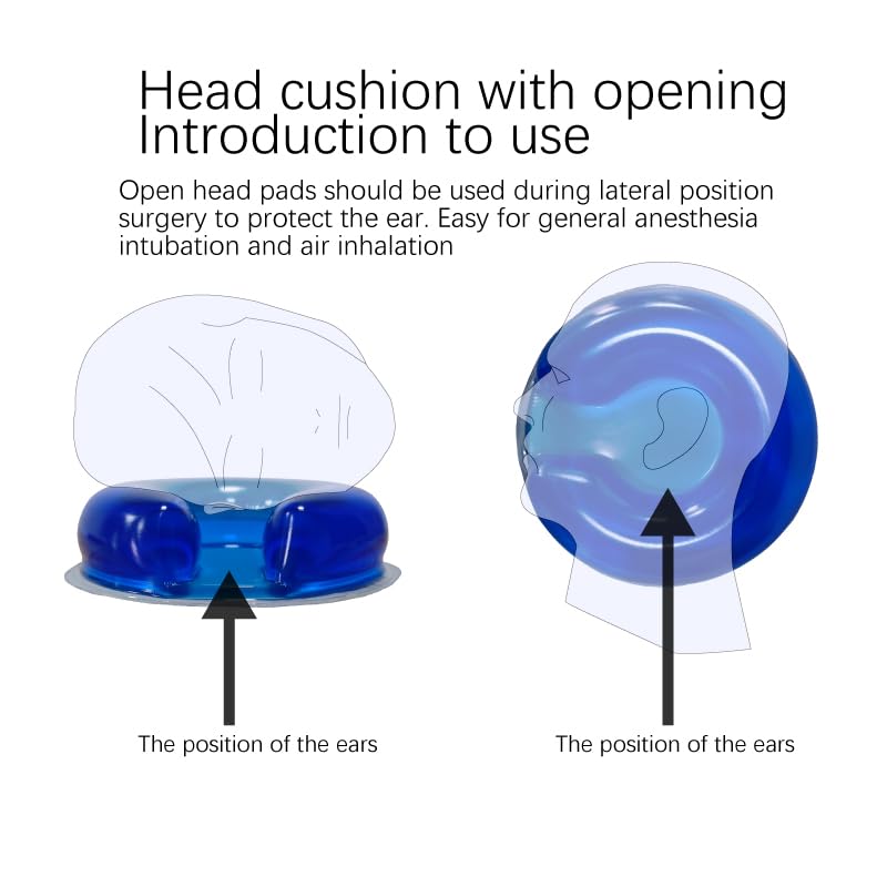 Medical Gel Head Positioning Ring, C-Shaped Pillow with Ear Pressure Relief, 20x7x5cm, Blue