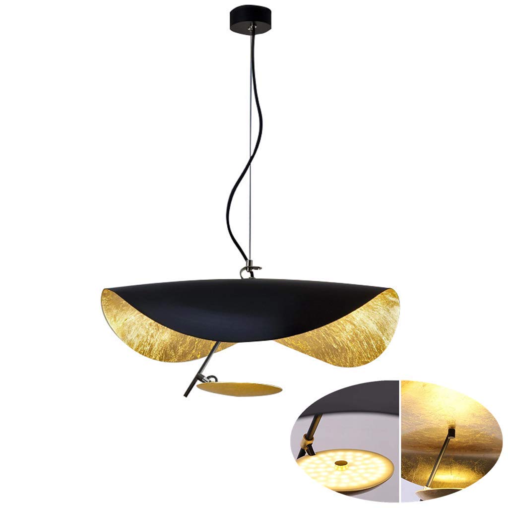 LED Pendant Light Modern Creative Black Gold Hanging Lamp Luxury Metal Art Height Adjustable Chandelier Dining Table Dining Room Living Room Office Kitchen Suspension Ceiling Lighting,Ø60cm