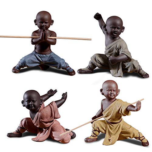 Figura Decorativa Monje Shaolin de Cerámica Kung Fu miniatura 4